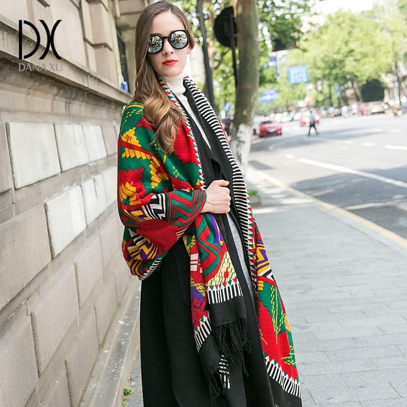 Miniatura 4 de DANA XU 100% Pure Merino Wool Extra Large Pashmina Cashmere Scarf Shawl And Wrap For Women Winter Oversized Floral Blanket