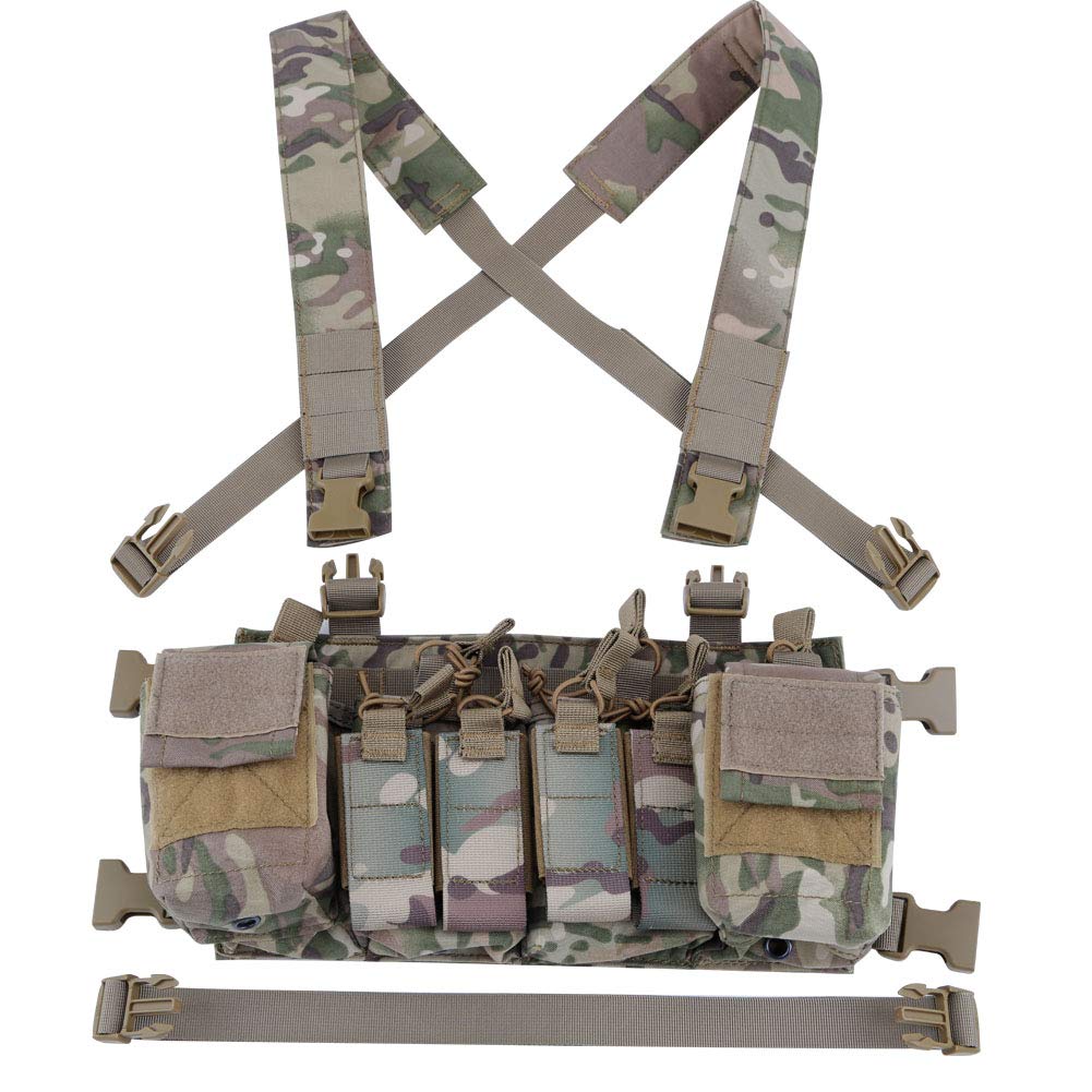 FUZKI Chest Rig Tactical Airsoft Vest With 5.56 9 Pistol Agazine Pouches And Storage Bag - View #4