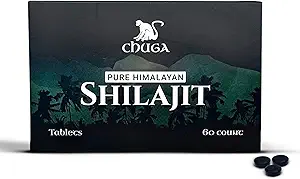 Chuga Pure Himalayan Shilajit Tablets for Men & Women | Organic Shilajit Harvested 16,000 Feet | Lab Tested in USA, 75+ Fulvic Acid, Grade A, Immune Booster, Shilajit Tablets, 60 Servings (1)