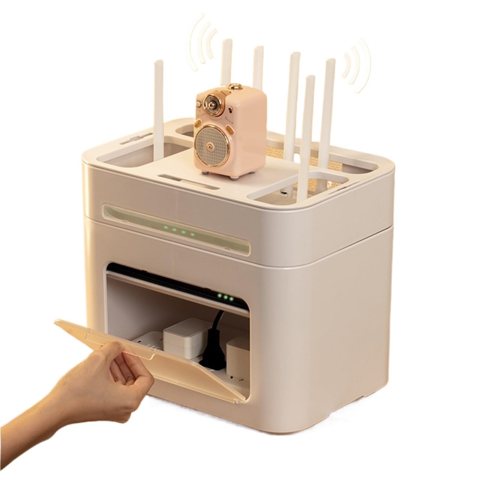 Router Schrank Router-Aufbewahrungsbox, WiFi-Kabel-Organizer, TV-Set-Top-Halter, kabelloses Modem-Regal, Steckdosen-Management, Heimbüro(Color-6)