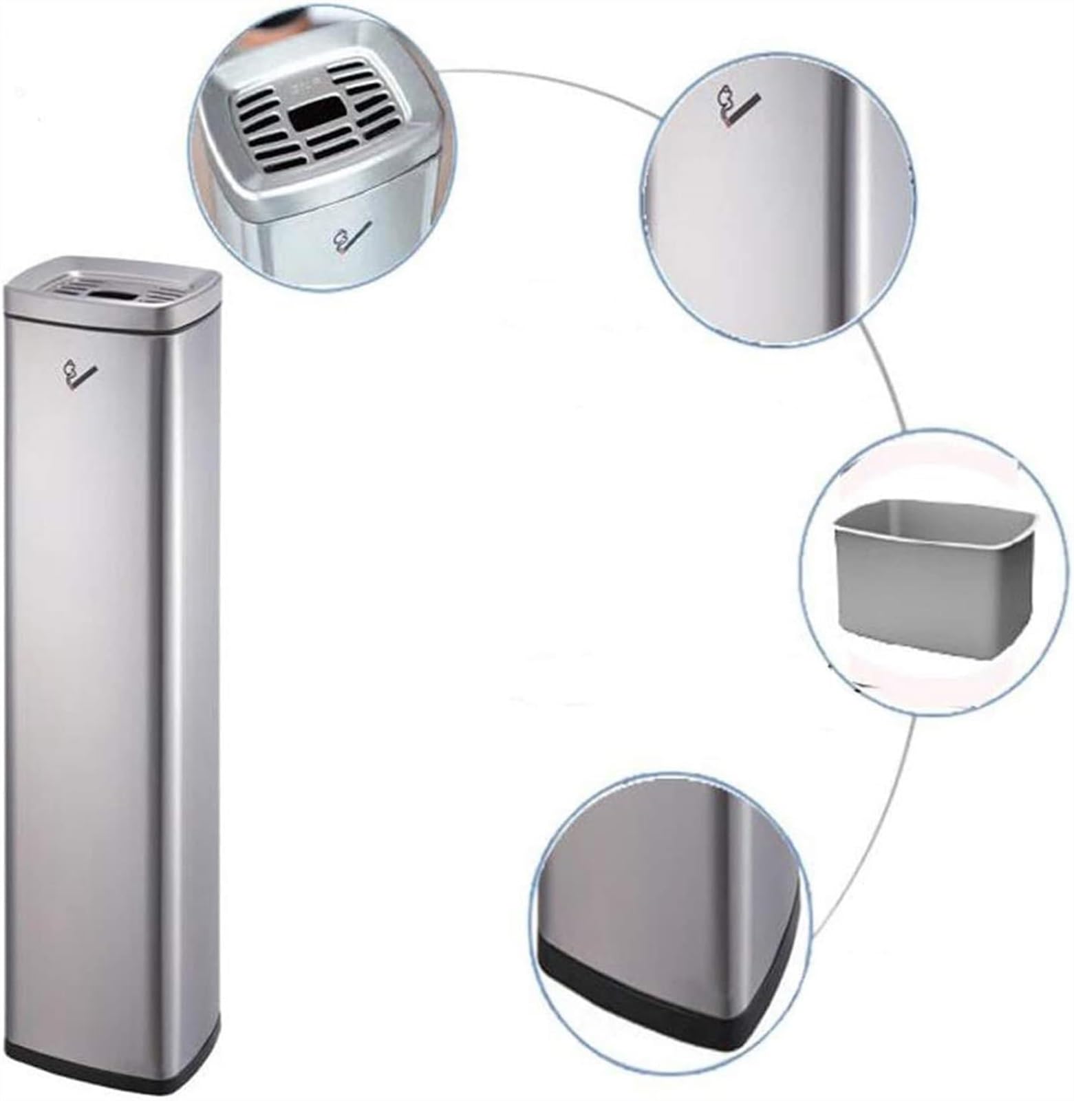 Cenicero de pie para exteriores, sin humo, para el hogar, patio, eliminación de colillas de cenizas, cenicero de acero inoxidable resistente al viento
