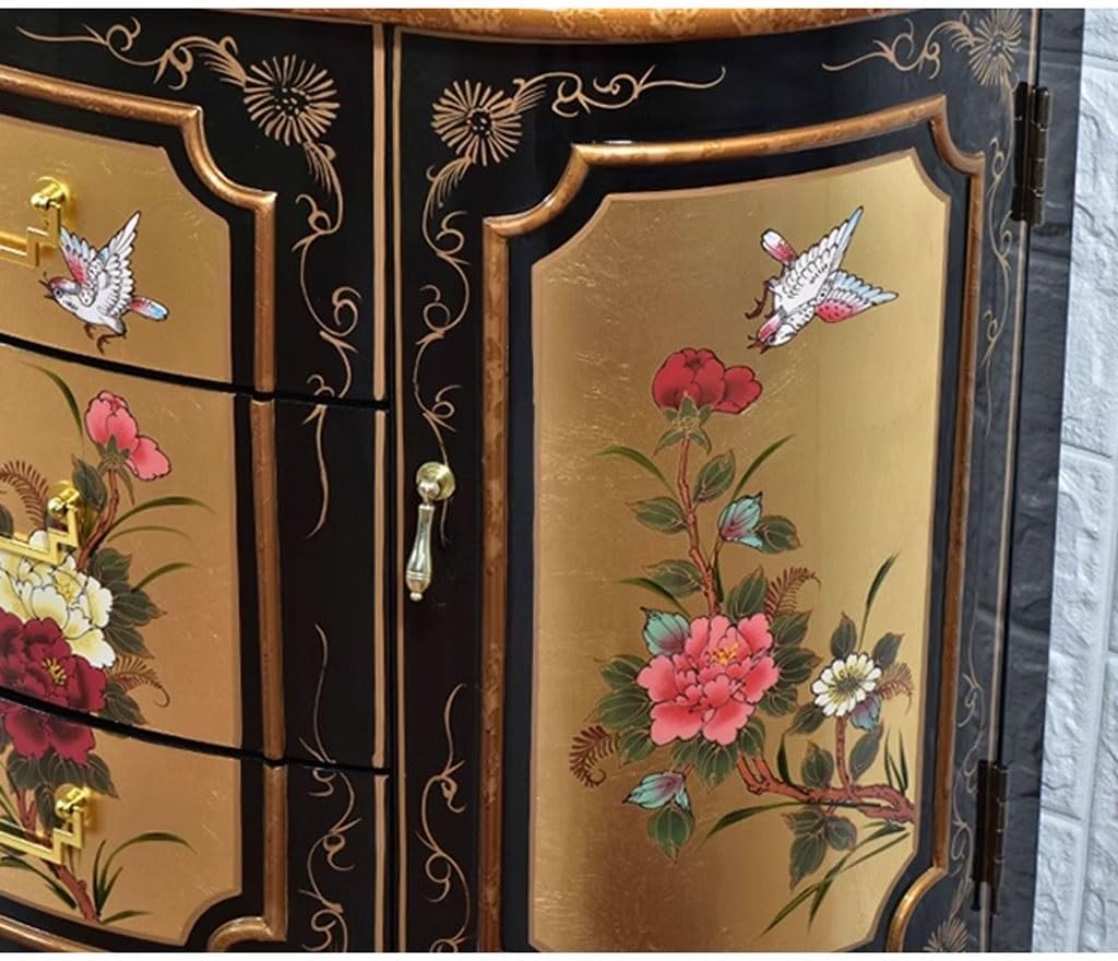 Sideboard Cabinet Chinese Style Porch Cabinet Retro Painted Decorative Cabinet Pantry Cabinet Storage Living Room Storage Cabinet Sideboard Cabinet with Drawers