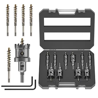 ANDELI 15PCS TCT Hole Saw Set 5/8"2-3/32" Carbide Cutter Kit | Includes guide drill, cuts iron aluminum copper plastic, heavy duty design for metalworking and installation