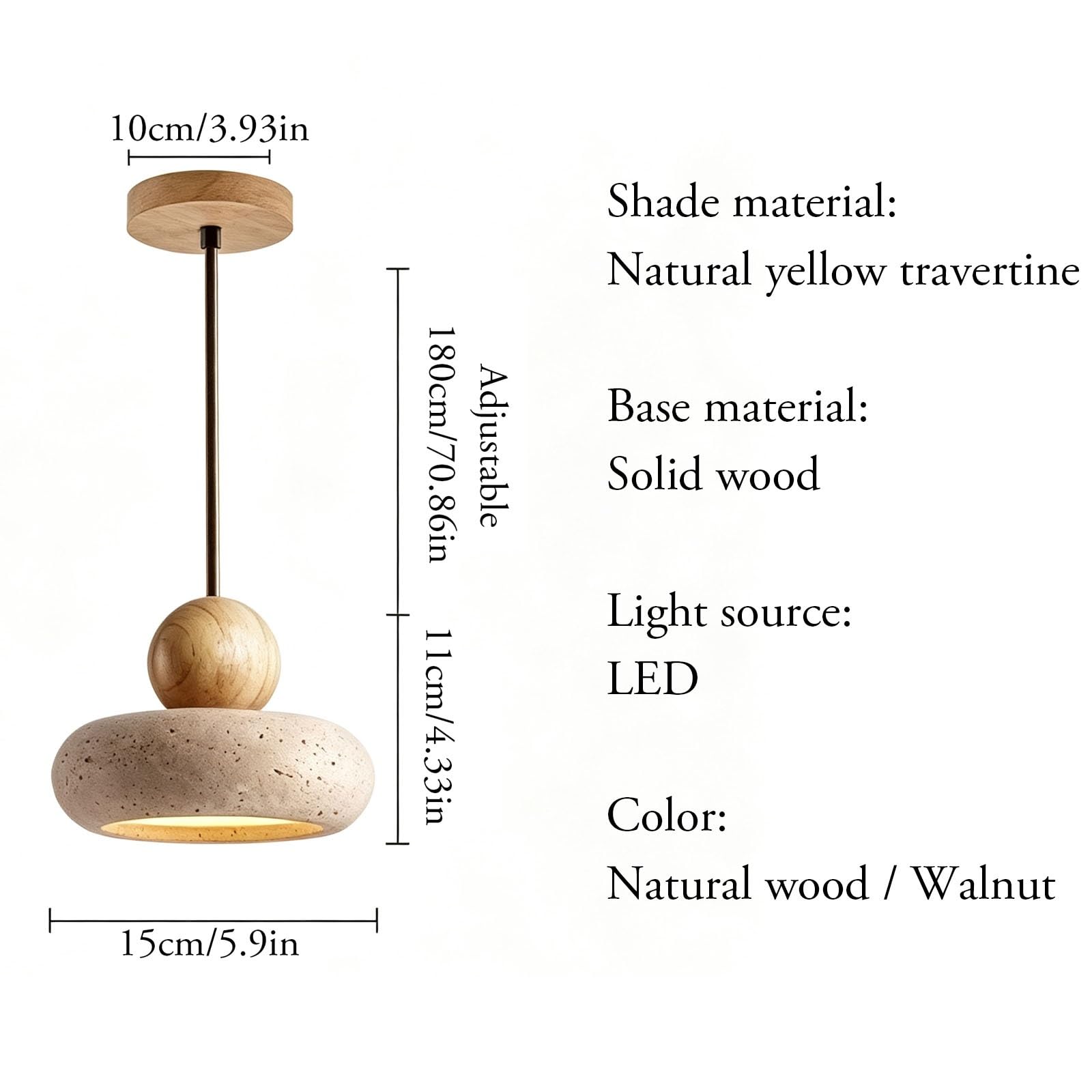 Hängeleuchte im japanischen Stil, rustikale Steinholzlampe for Esszimmer | Handgefertigte Hängevorrichtung mit walnussfarbenen Details for die Inneneinrichtung von Kücheninseln(Warm,Natural)