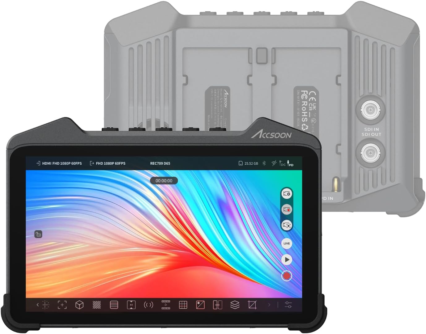 Accsoon CineView M7 Camera Field Monitor 7inch 4K60 HDMI/3G-SDI with Camera Control, 1920x1080 with 3D LUT/Livestreaming/Focus Peaking & IPS Touch Screen Director Monitor for Filmmaking