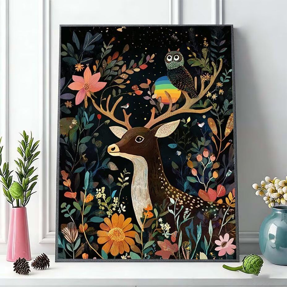 Pintar por números para adultos de ciervo en cómic con lienzos y acrílicos 90x120cm J0-348 2