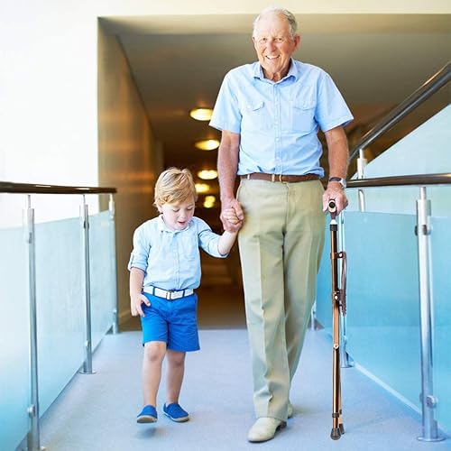 Miniatura 6 de PGCLSJB Taburete de caña para caminar, retráctil, ligero, con luz LED, para ancianos, viajes al aire libre, taburete plegable, gran capacidad de peso