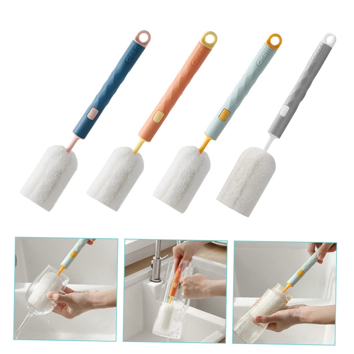 VICASKY 12pezzi Spazzola Per Biberon Con Manico Lungo Spazzola Dettagliata Per Pulizia Di Bottiglie e Tazze Design Rimovibile e Multiuso