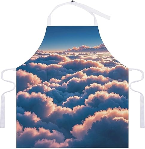 Miniatura 7 de MUSM Apron for Adults - 27.6 X 31.5 Inch, Heavy-Duty Polyester Aprons with Two Large Pockets, Waterproof On Top of The Cloud Kitchen Apron for