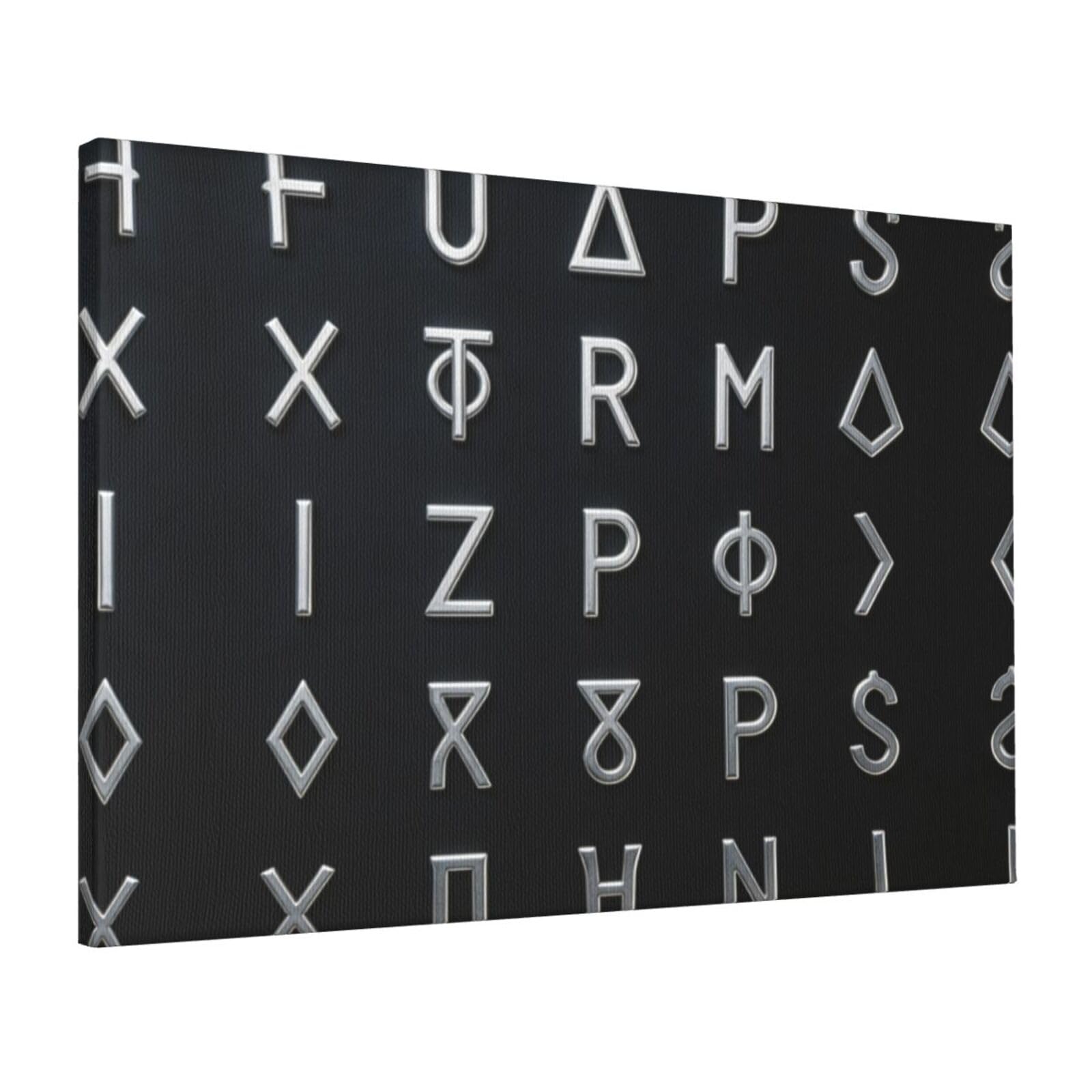 CNTDBU Rune Symbol Canvas Wall Art 16x24 Inch-Large Modern Painting Print for Living Room, Framed Ready to Hang Artwork for Bedroom