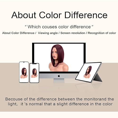 Miniatura 6 de Pelucas de cabello de color rojo vino para mujer, 14 pulgadas, peluca sexy colorida para cosplay, peluca sintética natural recta en el medio, peluca