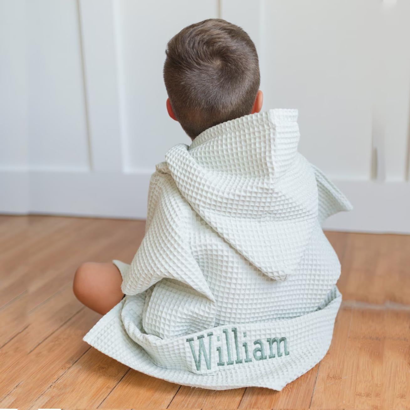 Maylian Kids Waffle Beach Towel Poncho - Custom Embroidered Personalization or Monogram - Hooded Beach Towel - Bath Towel