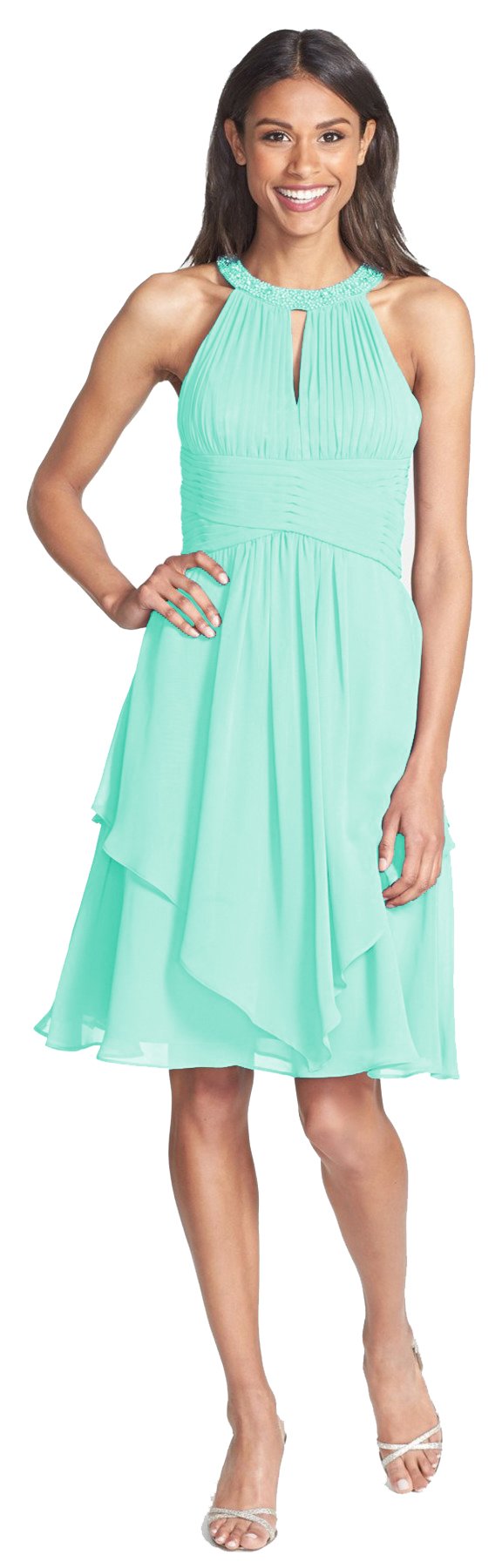 Eliza J Women's Halter Chiffon Dress with Metal Hoop at Neck