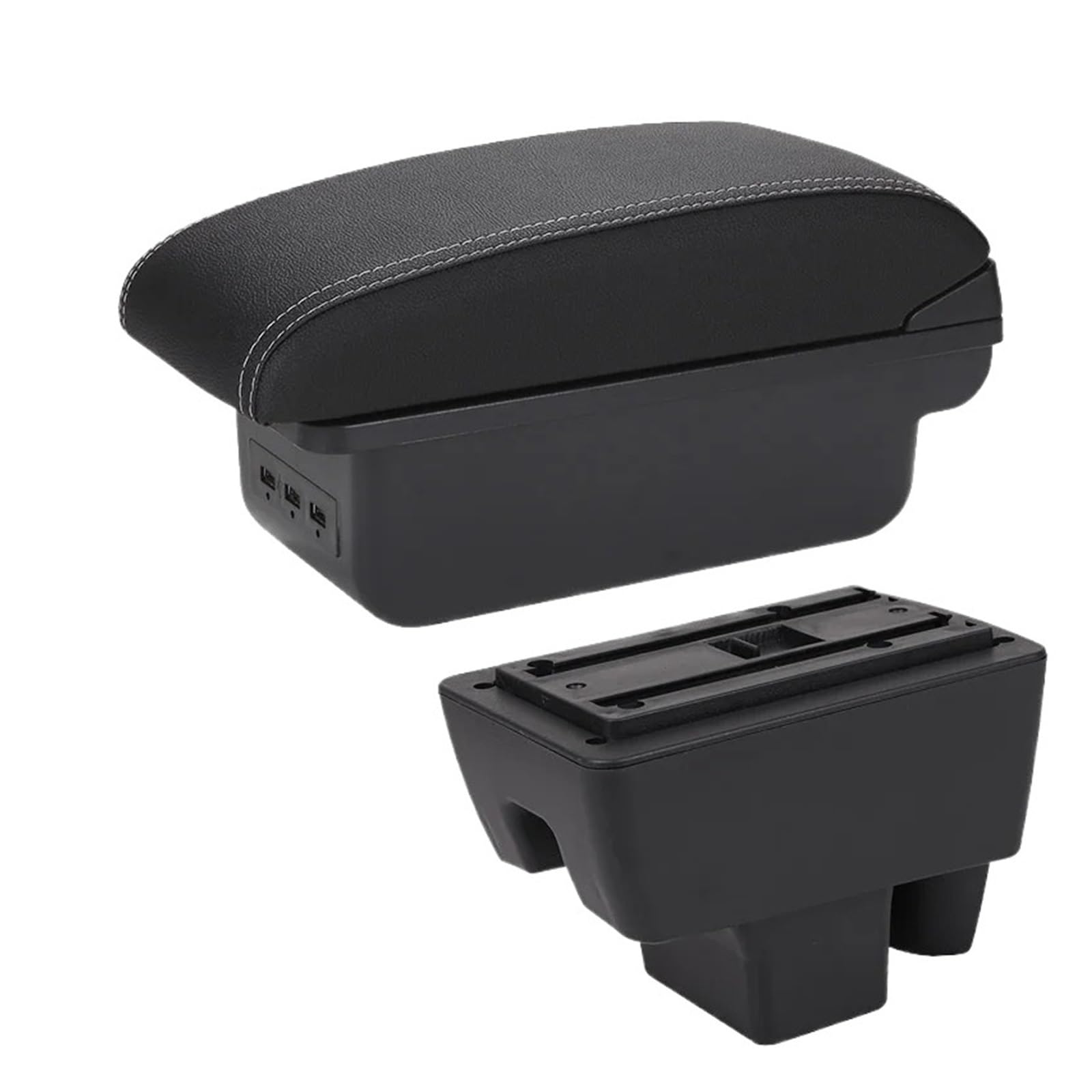 Ggwqoops Car Armrests For Skoda For RAPID Car Armrest Box Retrofit Accessories Interior Details Storage Armrest Box(B3 Black white 3USB)