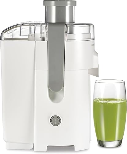Hamilton Beach HealthSmart - Exprimidor centrífugo compacto, canal de alimentación de 2.4 pulgadas para frutas y verduras, fácil de limpiar, sin