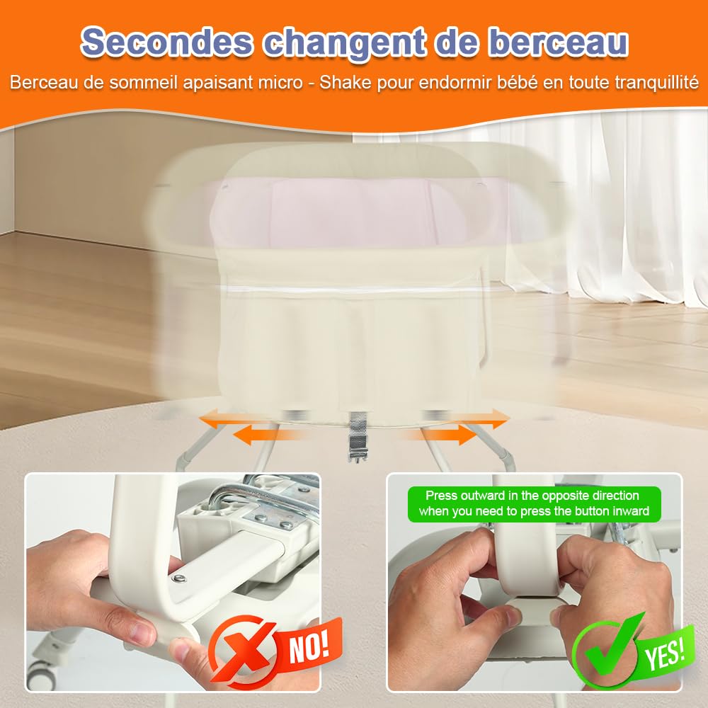 homewell Lit Bébé 3 en 1 avec 4 roulettes & Moustiquaire, Réglage de l’Inclinaison, Berceau, Lit Parapluie Bebe, lit bébé Pliant léger, de 0 à 10kg