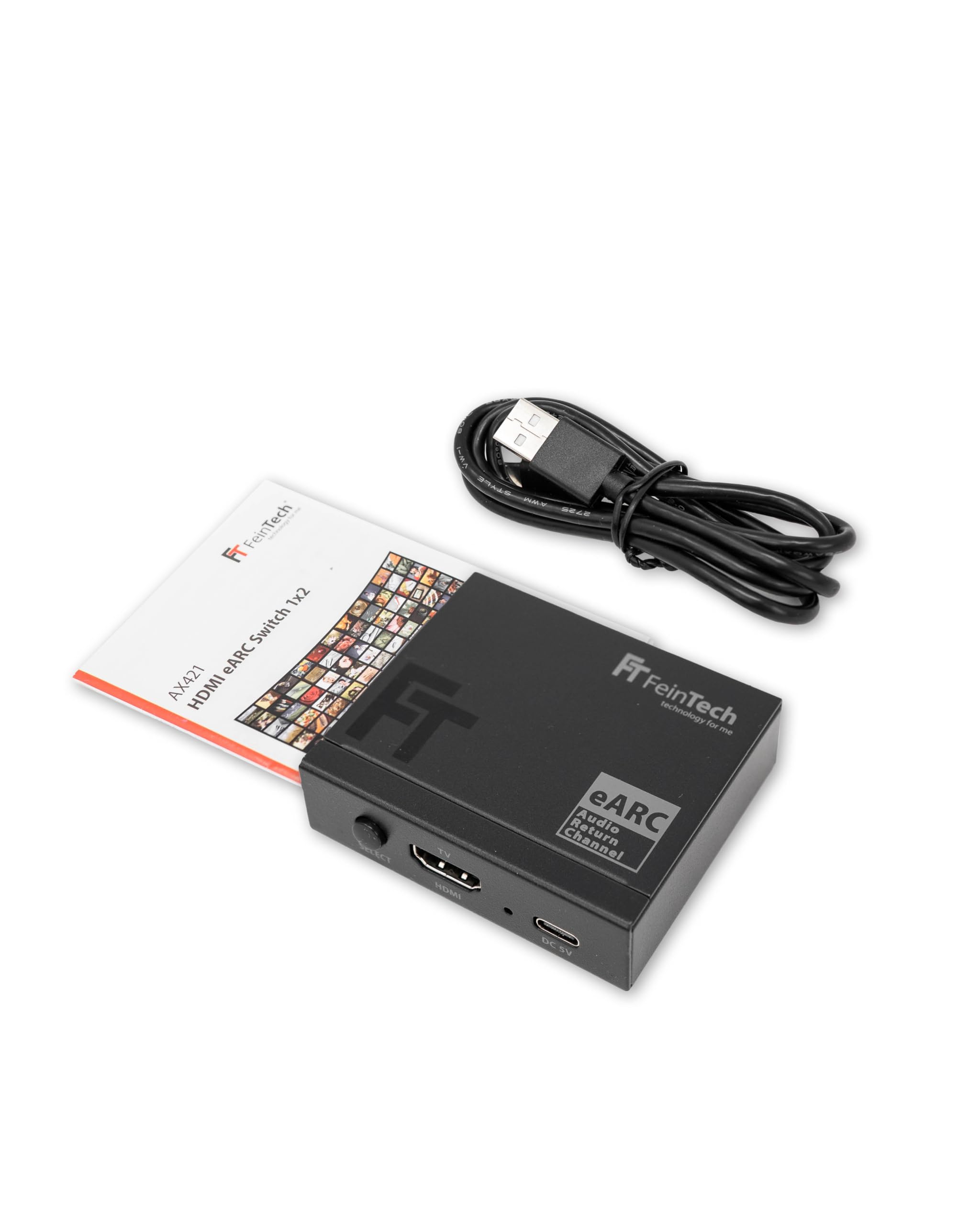 FeinTech AX421 HDMI eARC Switch 1 TV x 2 Soundbar - użyj 2 urządzeń dźwiękowych na jednym telewizorze