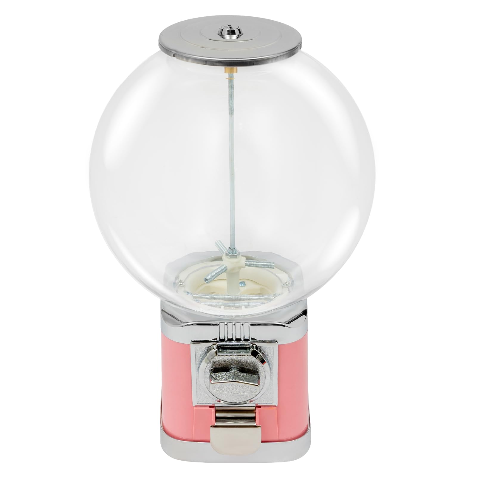 18in-Height Candy Gumball Vending Machine,1$ Coin Commercial Selling Machine, 0.39-1.26in Gumball Automatic Machine, Toy Capsule Dispenser Machine for Game Stores and Retail Stores (Pink)