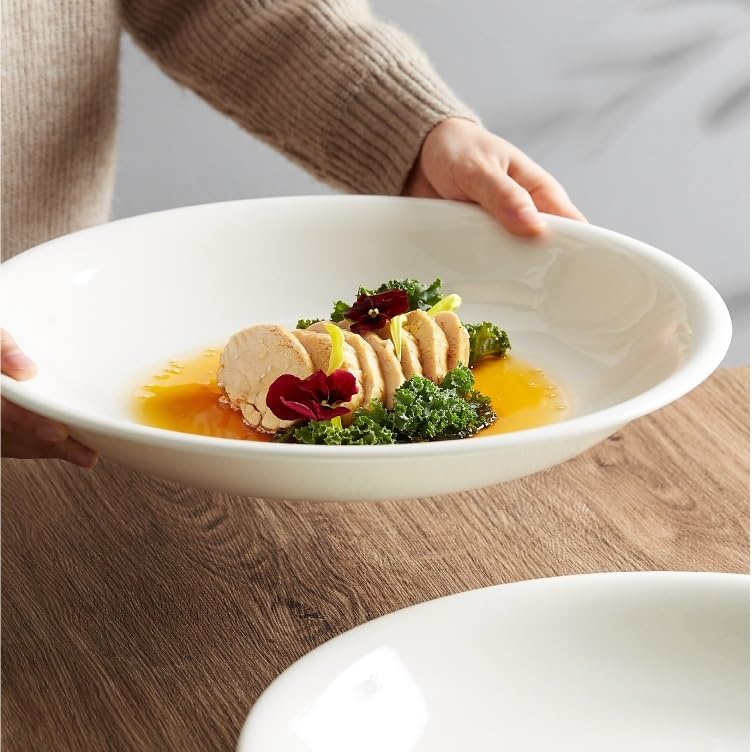 Piatti Cena Piatto fondo in ceramica bianca Piatto da zuppa Piatto for verdure Piatto for pesce for uso domestico Servizio da tavola for hotel e ristoranti Forniture Per Feste(10.5inch)