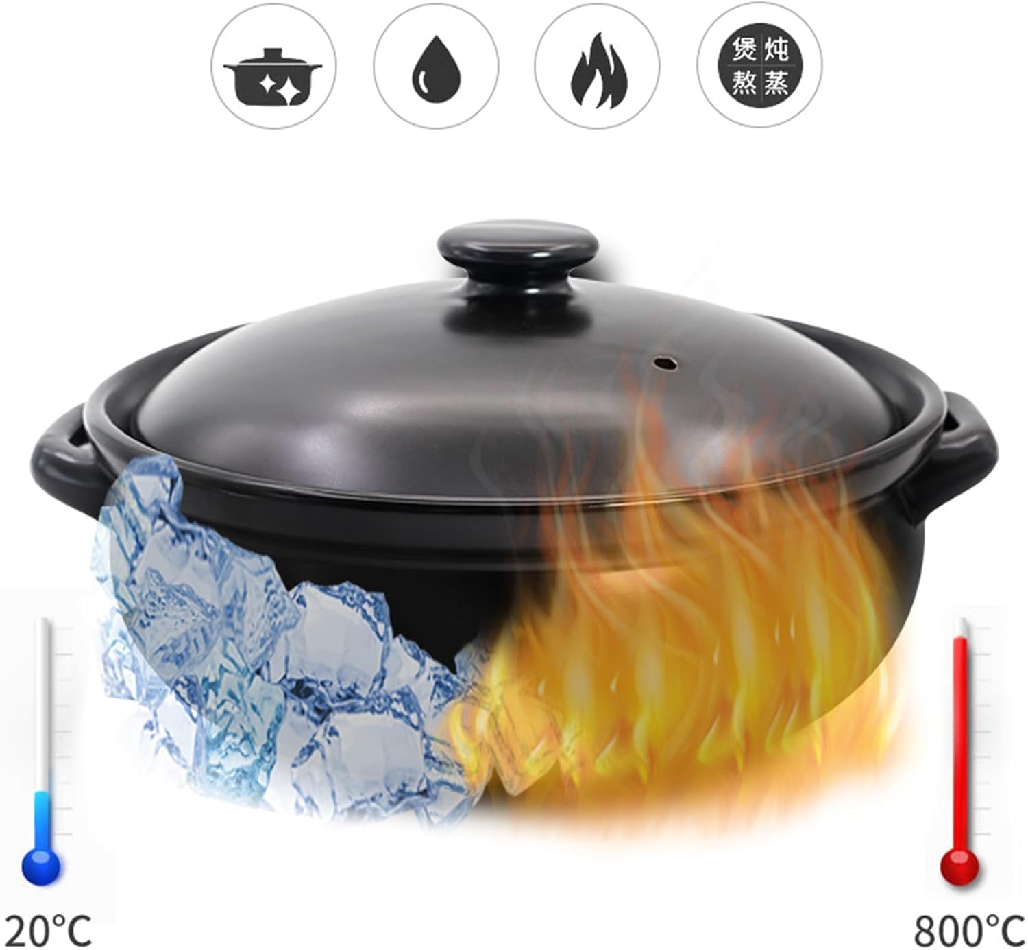 Große Schwarze Keramik-suppenterrine Mit Deckel – Handgefertigter Steinguttopf, Spülmaschinen- Und Mikrowellengeeignet, Ideal Für Zuhause Und Gastronomie Black 5 Quarts