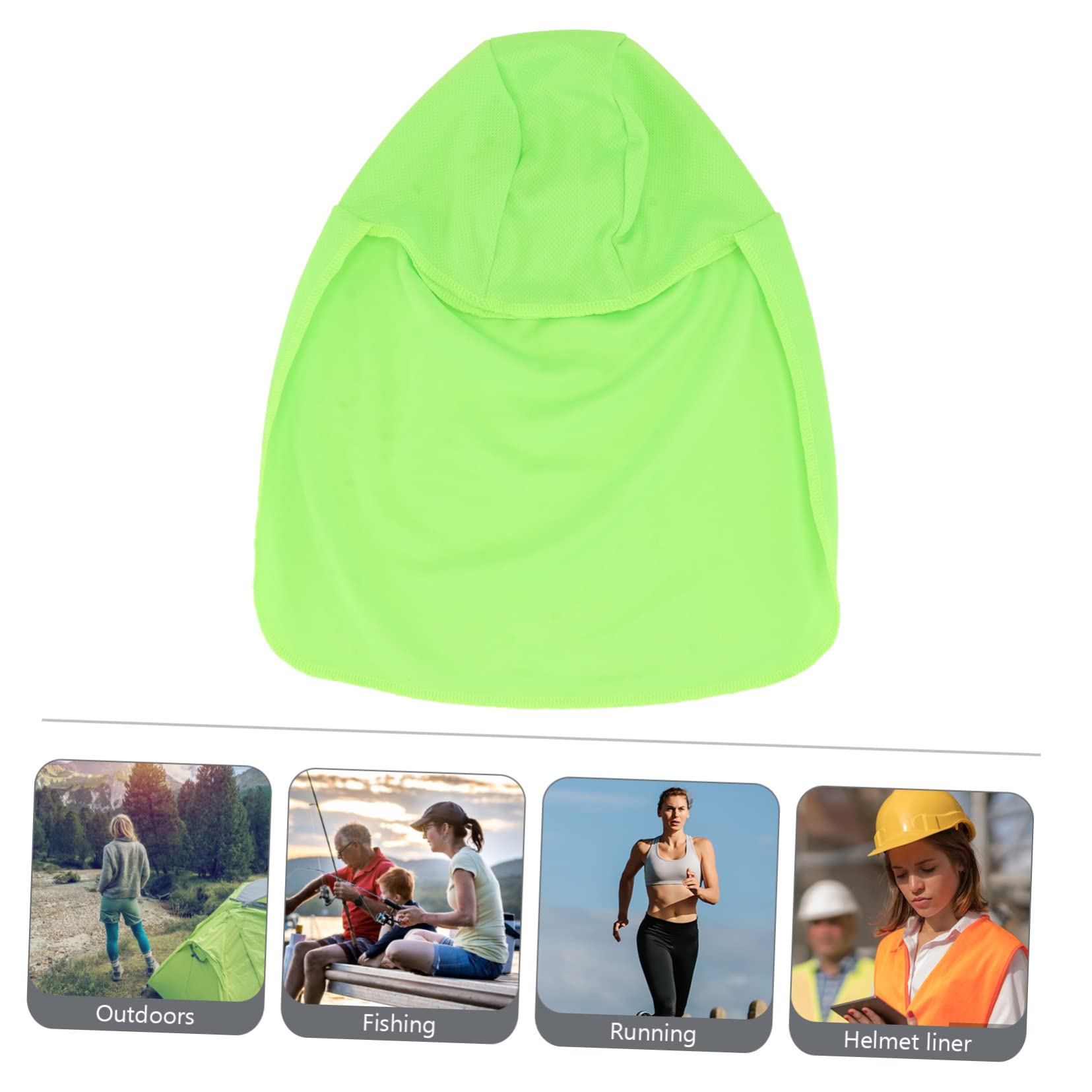 COLLBATH Hard Hat Liner Long Tail Mesh Cap Sun Hat Neck Cover for Uv Protection Breathable Green