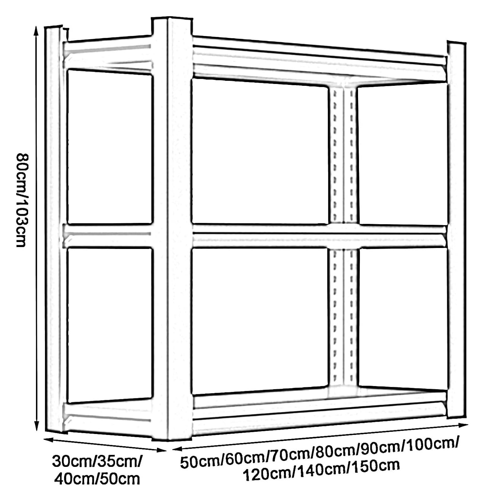 Schwerlastregal Robuste Lagerregale, 80 Cm/103 cm Hoch, Verstellbares Metallregal for Keller, Speisekammer, Schrankregale, 5-stufiges Lagerregal for Balkon-Supermarkt(100x50x103cm)