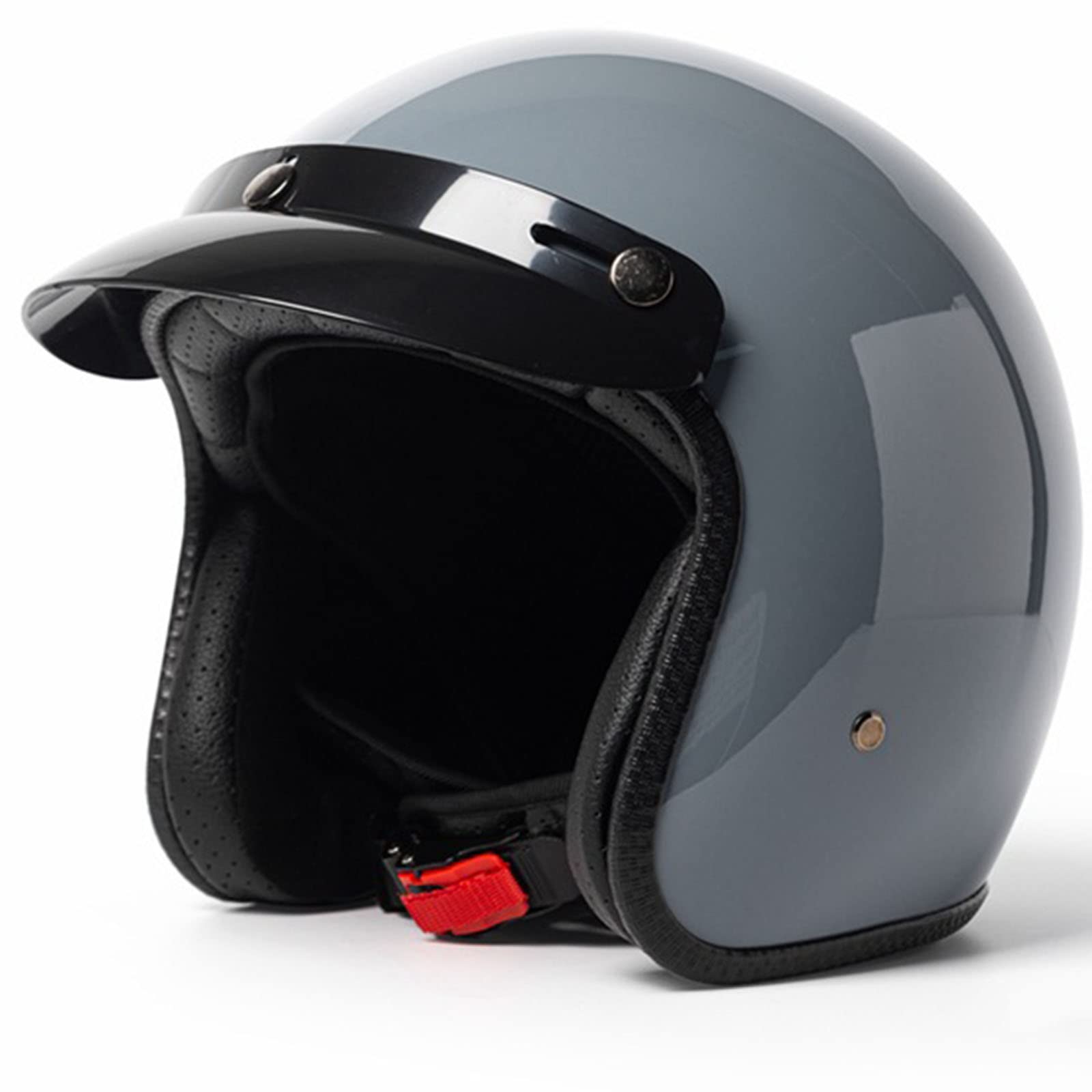 3/4 Casco Abierto Classic Casco Moto Jet Casco Moto Retro Cascos de Ciclomotor con Visera Solar Adecuado para Ciclomotores Scooters Cruceros (55-62CM)