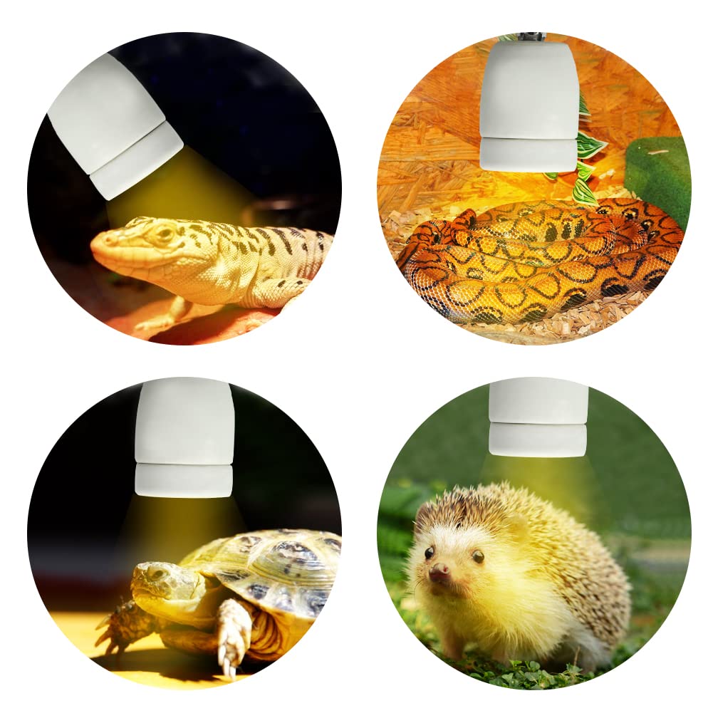 NANEEZOO Lampada Per Riscaldamento Rettile, Con Rotazione A 360°, In Ceramica, Con Cavo E Spina E27, Base In Porcellana, Per Acquario, Tartaruga, Serpenti, Lucertole, Luce UV