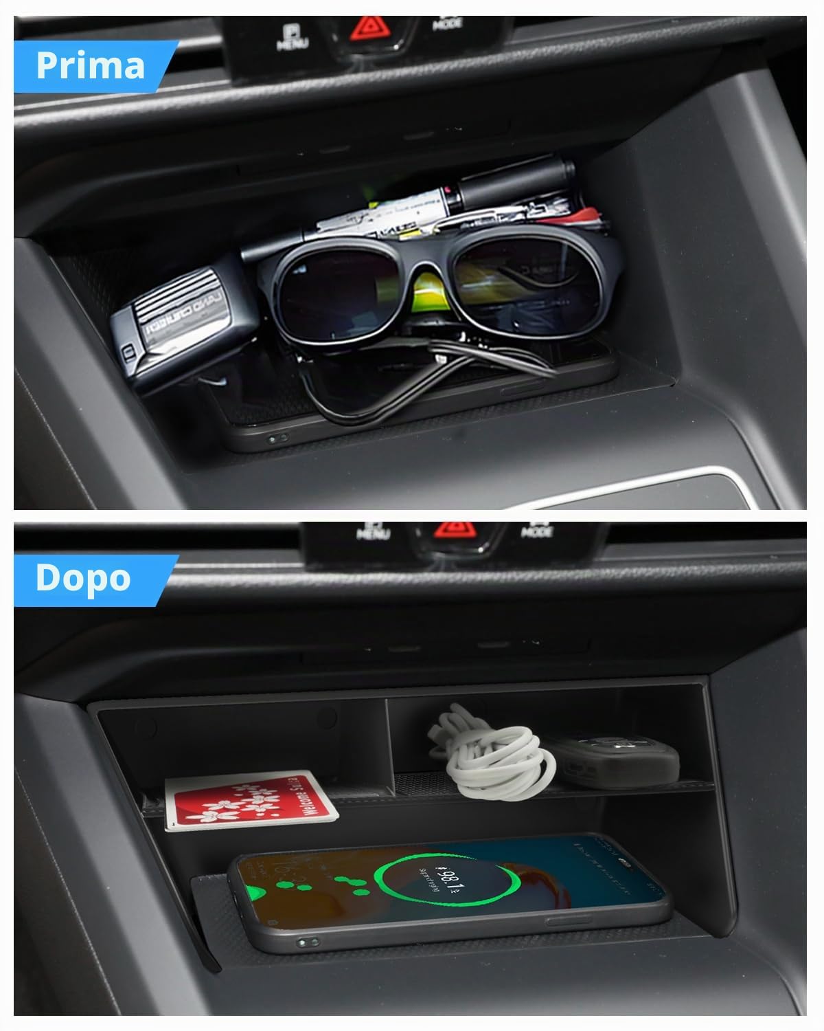 (6 Pezzi Vano Portaoggetti per VW Golf MK8 GTI GTE GTD 2020-2025 | Organizer Console Centrale, Organizer Bracciolo, Organizer Vassoio per Maniglia Porta, Materiale ABS, con Tappeti Antiscivolo