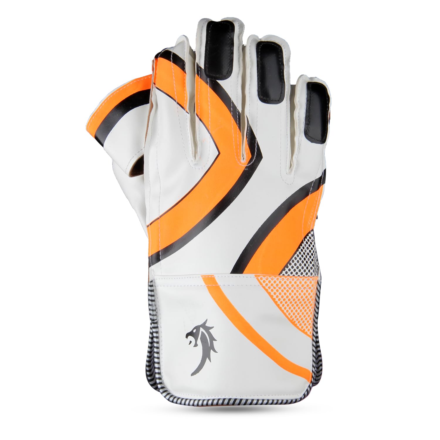 Snaga Professional Cricket Wicket Keeping Gloves, White and Neon Green, Mesh Design (Orange, Men)-image-28