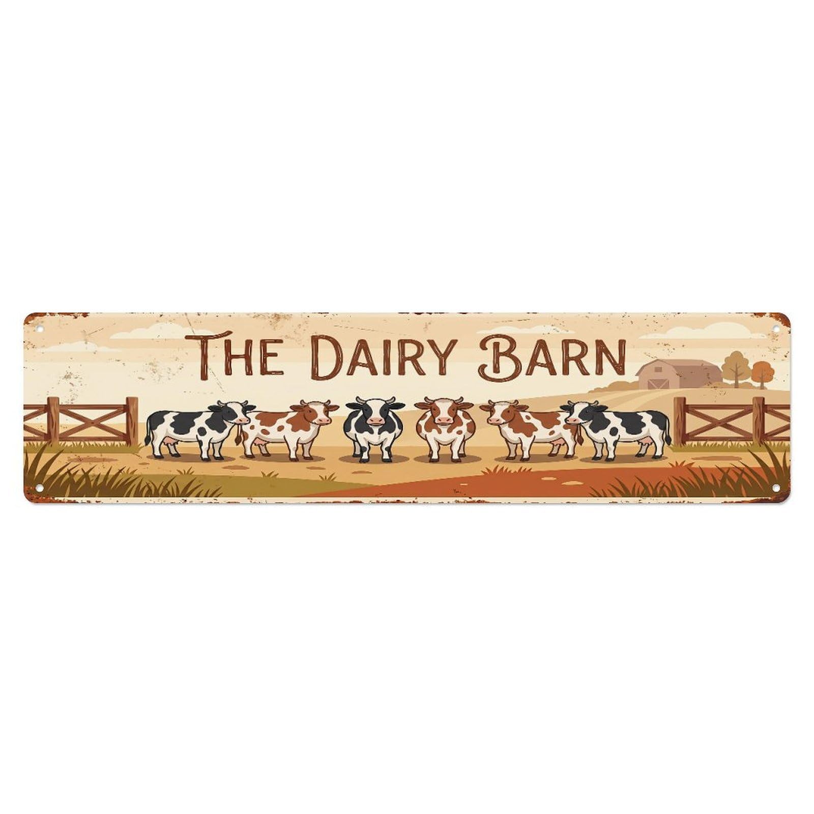 Metal Tin Sign Vintage Cow Farm Scene THE DAIRY BARN