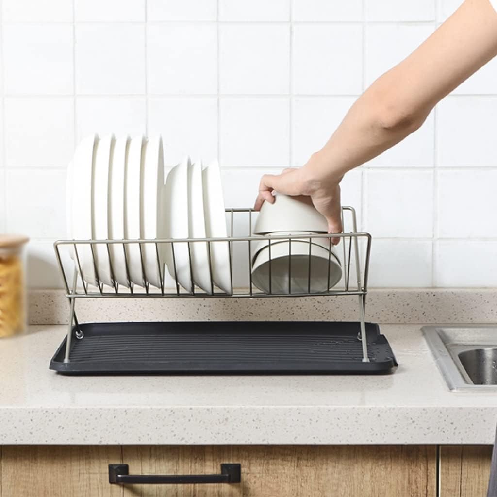 Dish Drying Rack Tableware Holder FoldableKitchen Dish Rack, with Removable Drain Board Dish Drying Rack, for Kitchen Dish Plates Bowls Cups Drying Rack Kitchen