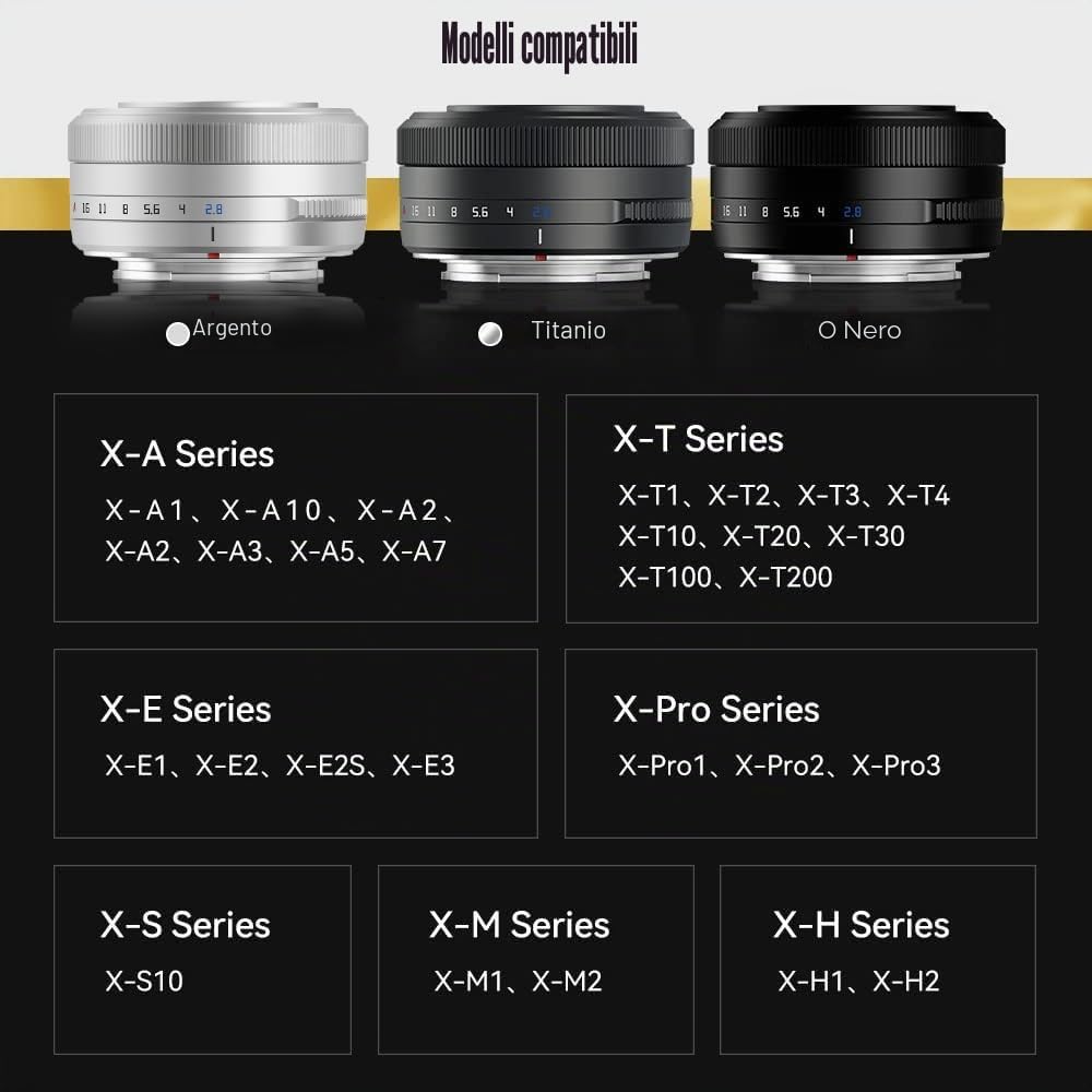 TTARTISAN AF 27mm F2.8 Obiettivo per Fujifilm, Auto Focus Design Leggero Obiettivo Compatibile con Fuji X-Mount Fotocamere XS10 X-A5 X-A7 X-M1 X-M2 X-E4 X-T1 X-T10 X-T2(Argento)