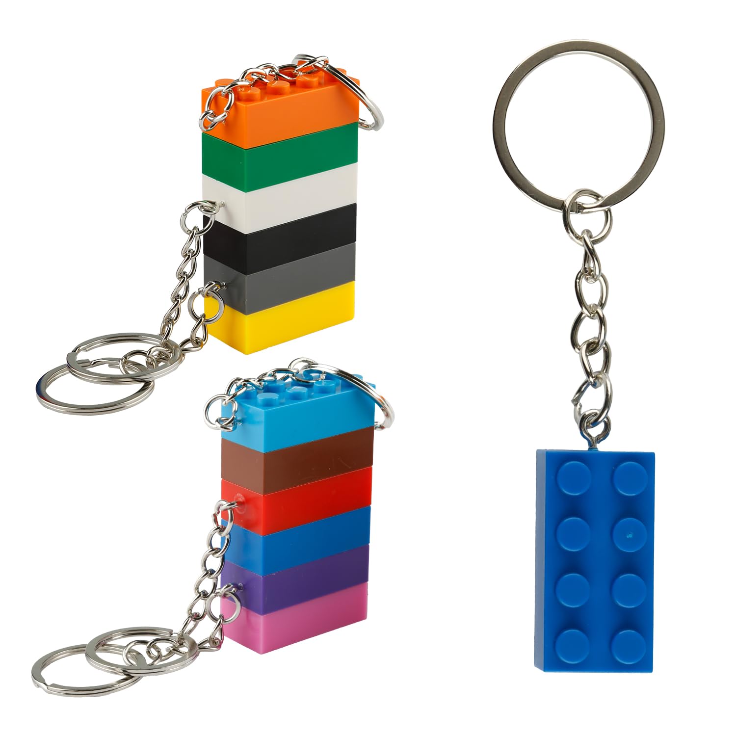 Bojueshaw Unisex Multicolor 12Pcs Colorful Building Block Keychains,Plastic Brick Keyrings For Birthday,Party Favors,Bag Fillers & Diy Decor(Multicolor)