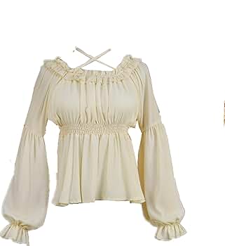 Lolita Chiffon Off Shoulder Tops Long Lantern Sleeve Blouse