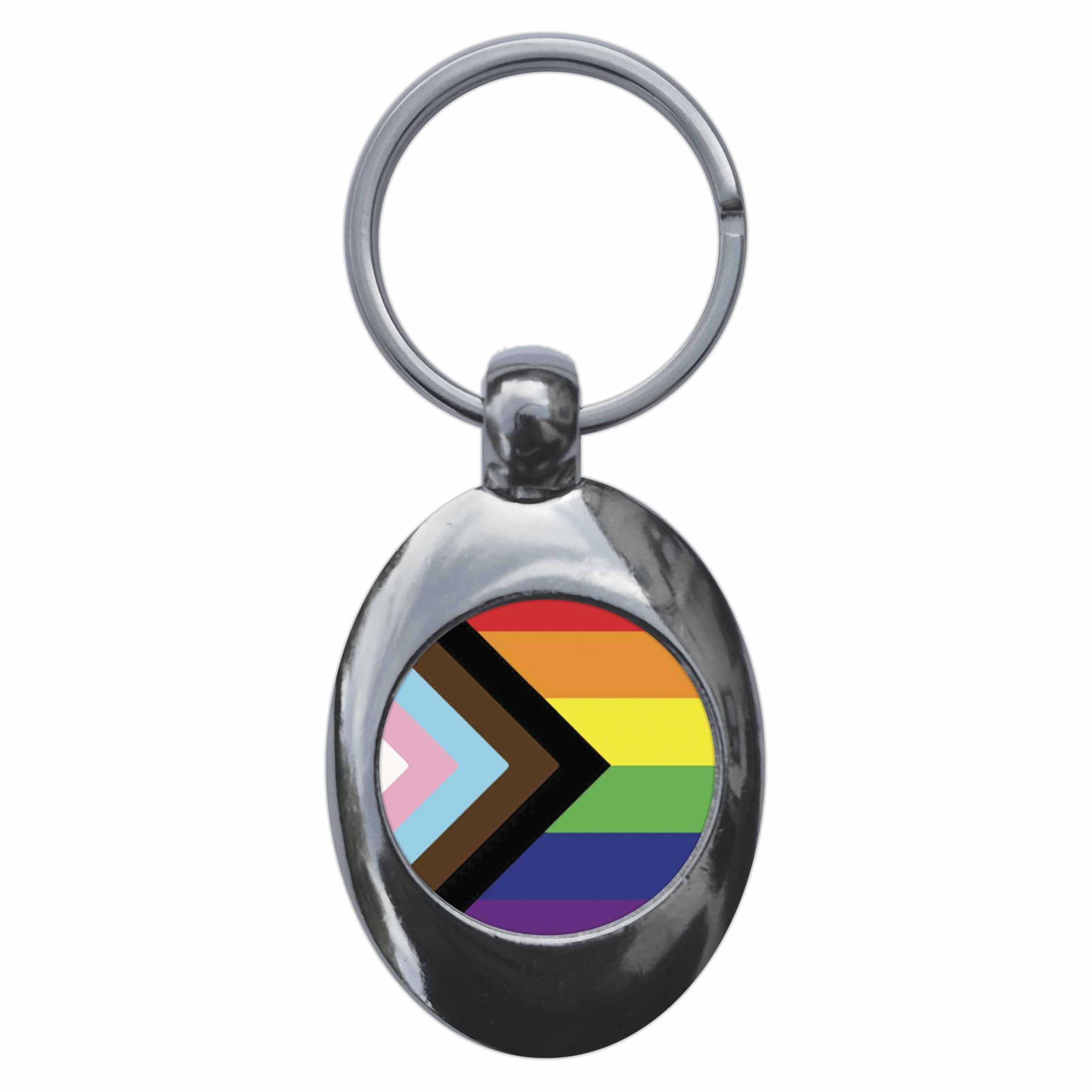 Ozorath Progressive Diversity Pride Flag Keyring Keychain Key Ring Chain With Trolley Coin