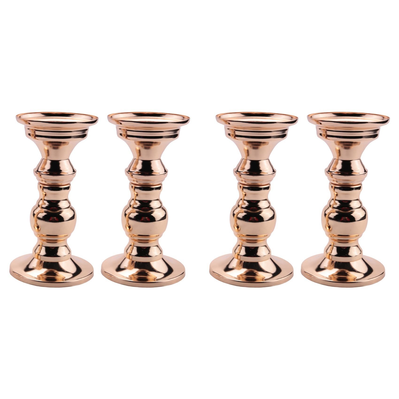 Hndhbfgrt Set of 4 Candlestick Metal Pillar Candle Holders, Wedding Centerpieces Candlestick Holders for Candles Stand Gold