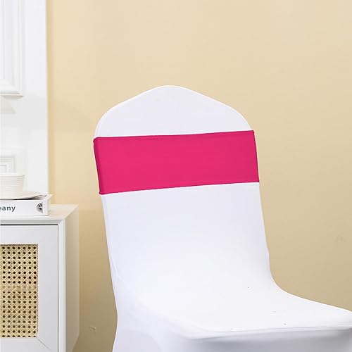Miniatura 6 de JKDMJF Bandas para sillas de color rosa intenso, 50 unidades, bandas elásticas de elastano con hebillas deslizantes, lazos elásticos universales