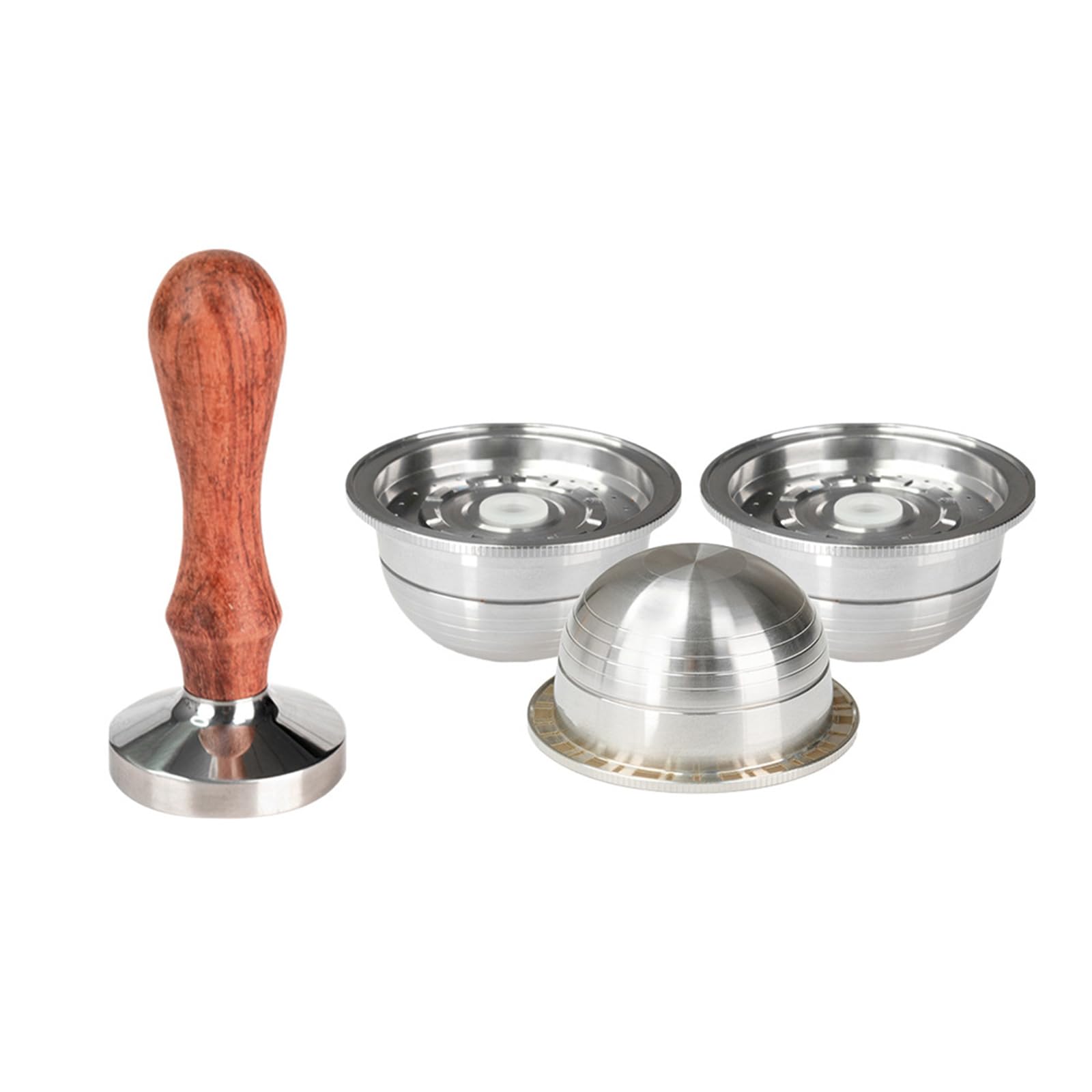 Tsophreniq Pods High Temperature Resistant Shell Tamping Tool Coffee Powder Container Stainless Steel Texture for Espresso Stainless Steel Coffee Pods