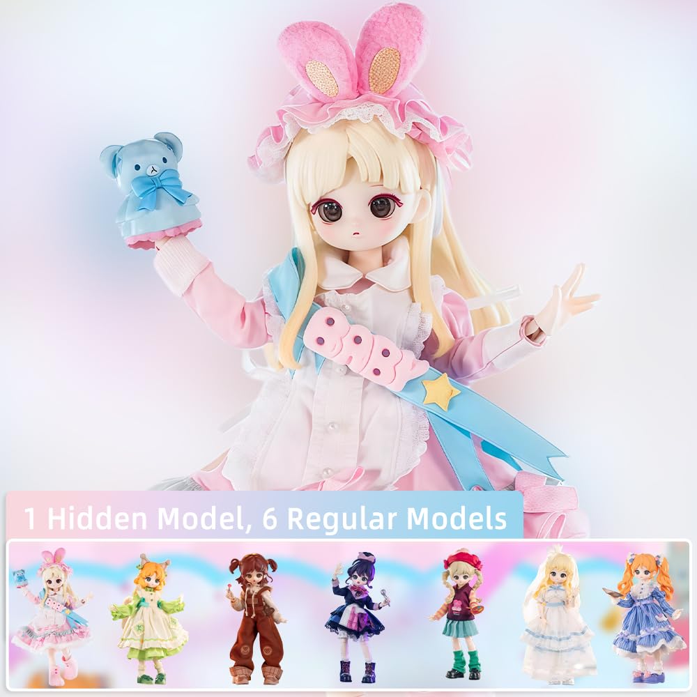 niannyyhouse BJD Blindbox-Figur, Ballgelenk-Puppe mit Kleidung, Maßstab 1:12, bunte Mädchen-Serie, bewegliche Sammelfigur, Actionfigur (6 Stück)