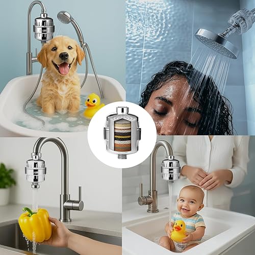 Miniatura 8 de COLSEN Filtro de cabezal de ducha suavizante universal de agua de baño para bañera + 1 cartucho de filtro de 15 etapas sistema de filtración