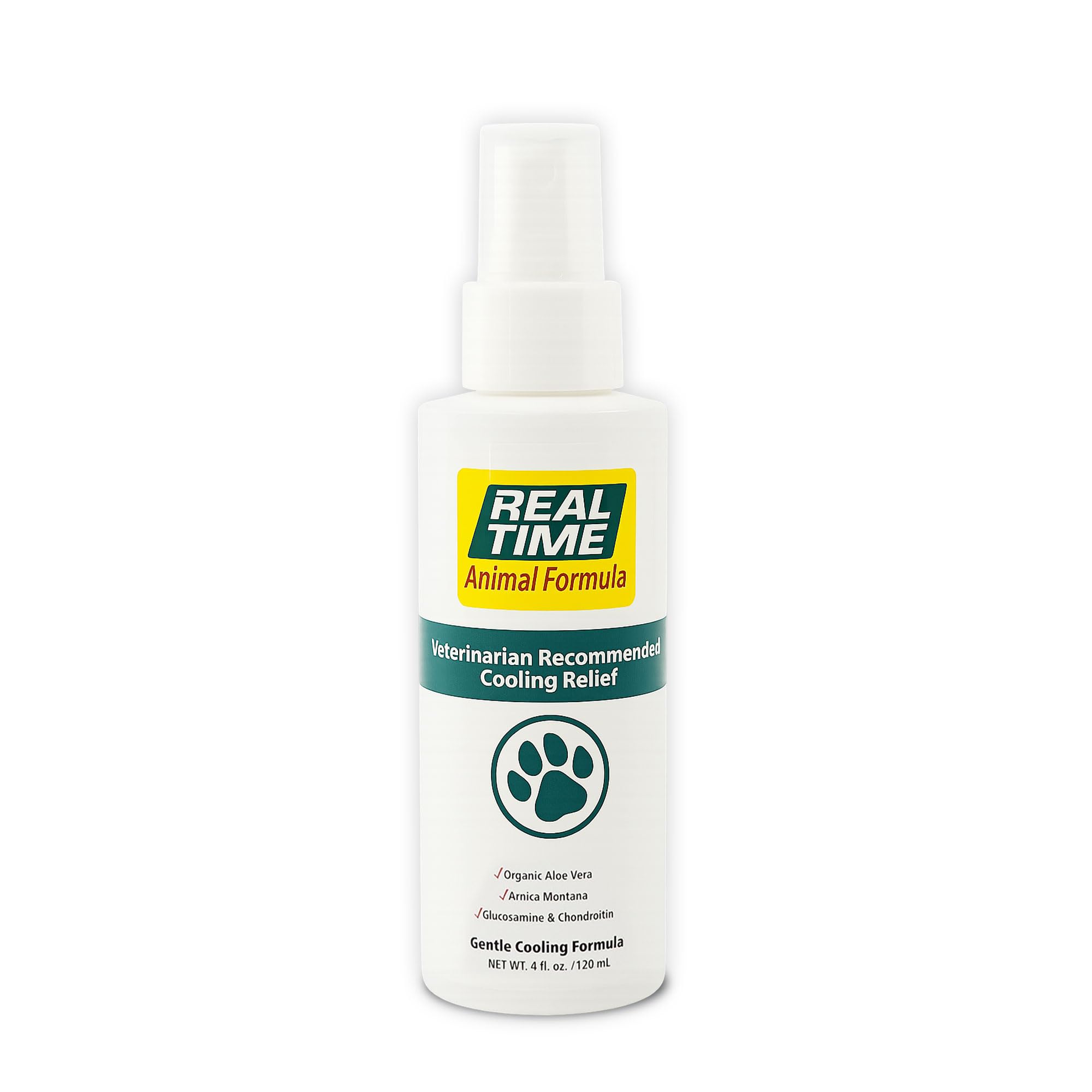 Real Time Pain Relief Pet Formula - 4oz Spray Bottle | Vet Recommended Relief for Pets | 16 Natural Ingredients Including Menthol, Aloe Vera, and Arnica | Gentle Cooling Sensation | Easy Application