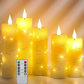 Lot De 2 Bougies LED Sans Flamme Avec Télécommande - Effet Flamme Vacillante - Minuteur - Couleur Orange