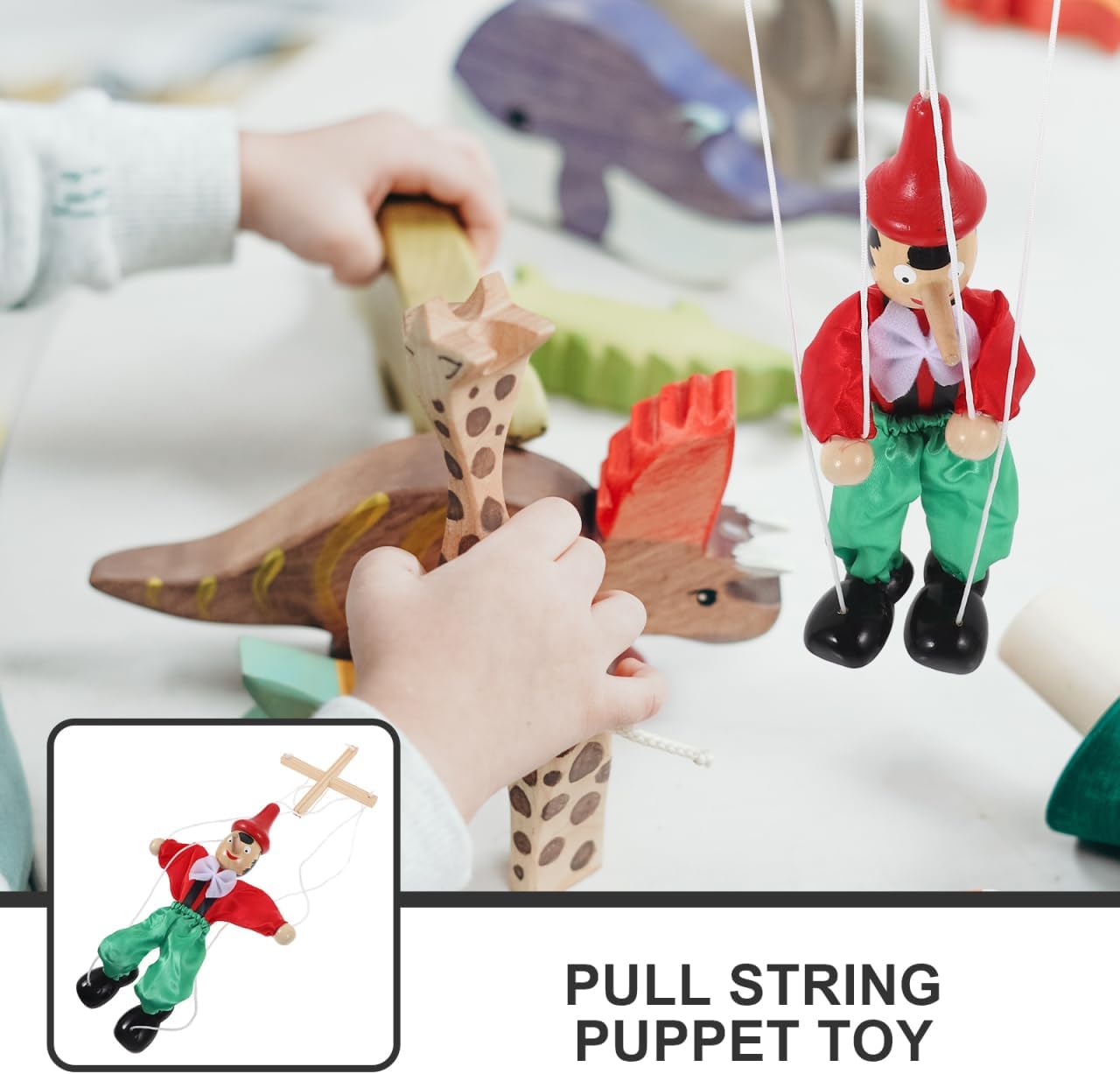 VICASKY Marionette Puppet - Handcrafted Wooden Pull-String Puppet with Movable Limbs, Interactive Toy for Storytelling & Finger Dexterity | Random Color Clothing
