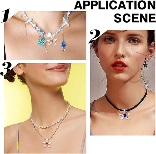 Miniatura 5 de SUNNYCLUE 1 caja de 5 dijes de cristal hechos a mano con diseño de estrellas de mar, grandes y grandes, diseño de animales de mar, océano, coloridos