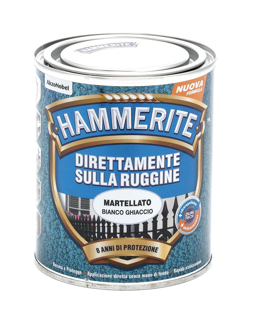 Hammerite Direttamente Sulla Ruggine Martellato Bianco Ghiaccio 0.75 l