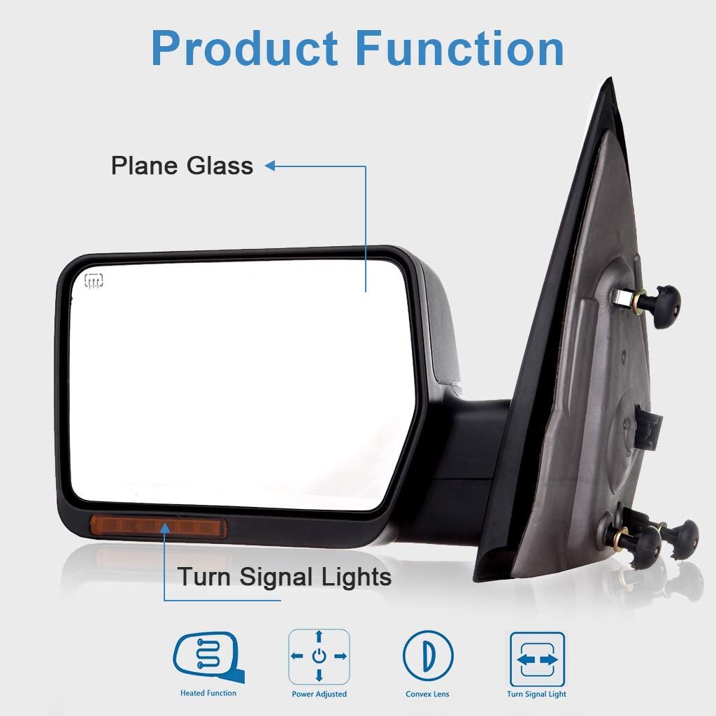 ECCPP Driver Side View Mirror Power Heated LED Turn Signal Lights Replacement fit for 2004 2005 2006 for Ford for F150 Truck Left Towing