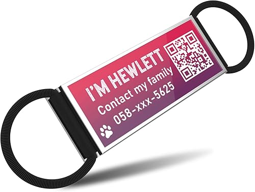 DISONTAG Etiqueta de perro con código QR, etiquetas de nombre silenciosas deslizantes sin cascabel, identificación de silenciador para mascotas,