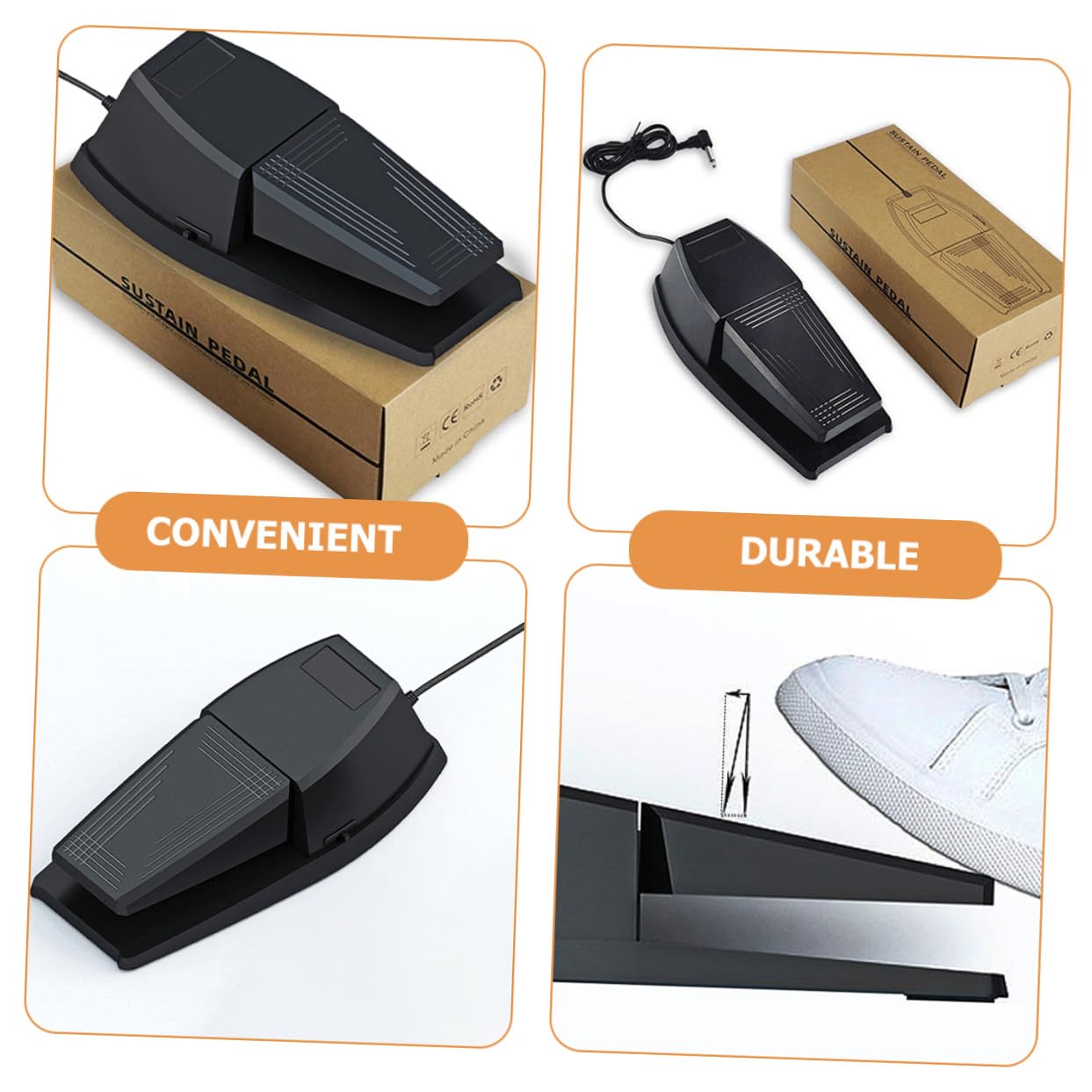 Pedale Sustain per Pianoforte Elettrico e Tastiera Midi Pedale Metallico Robusto con Design Antiscivolo per Pianola e Sintetizzatore Accessorio Strumentale Portatile
