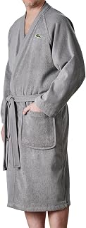 Lacoste Classic Pique Bathrobe - 100% Soft Cotton Terry Unisex Robe, Absorbent Quick-Drying One Size Fits Most